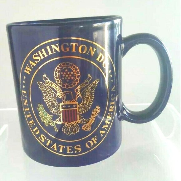 Washington DC United States of America Gold Seal Cobalt Blue Coffee Mug Cup - Picture 1 of 6
